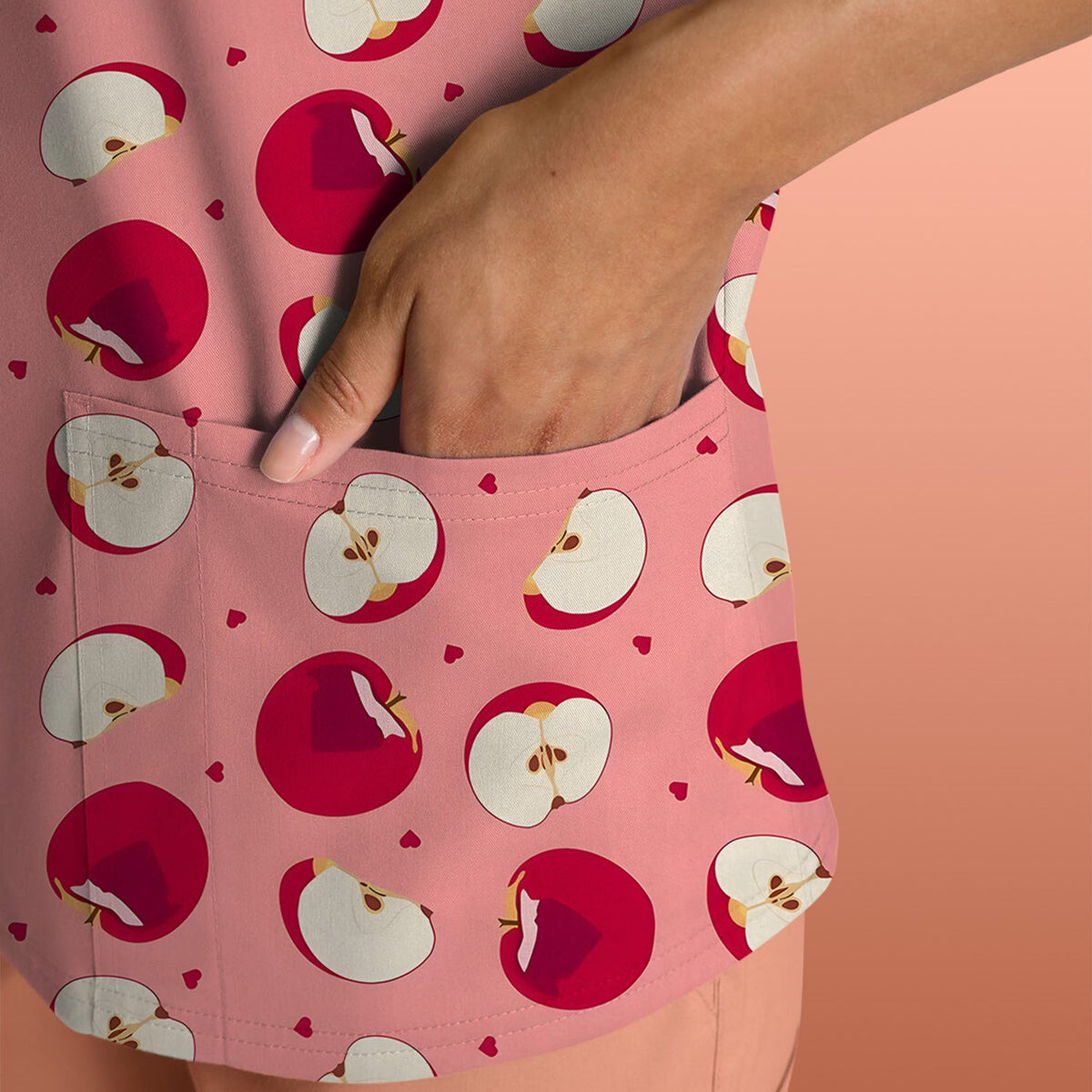 Red Apple Nurse Scrub Top