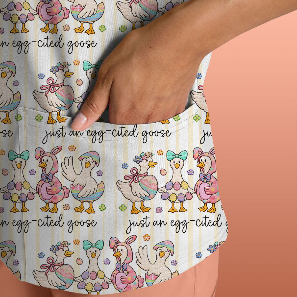 Easter Goose Egg Nurse Scrub Top