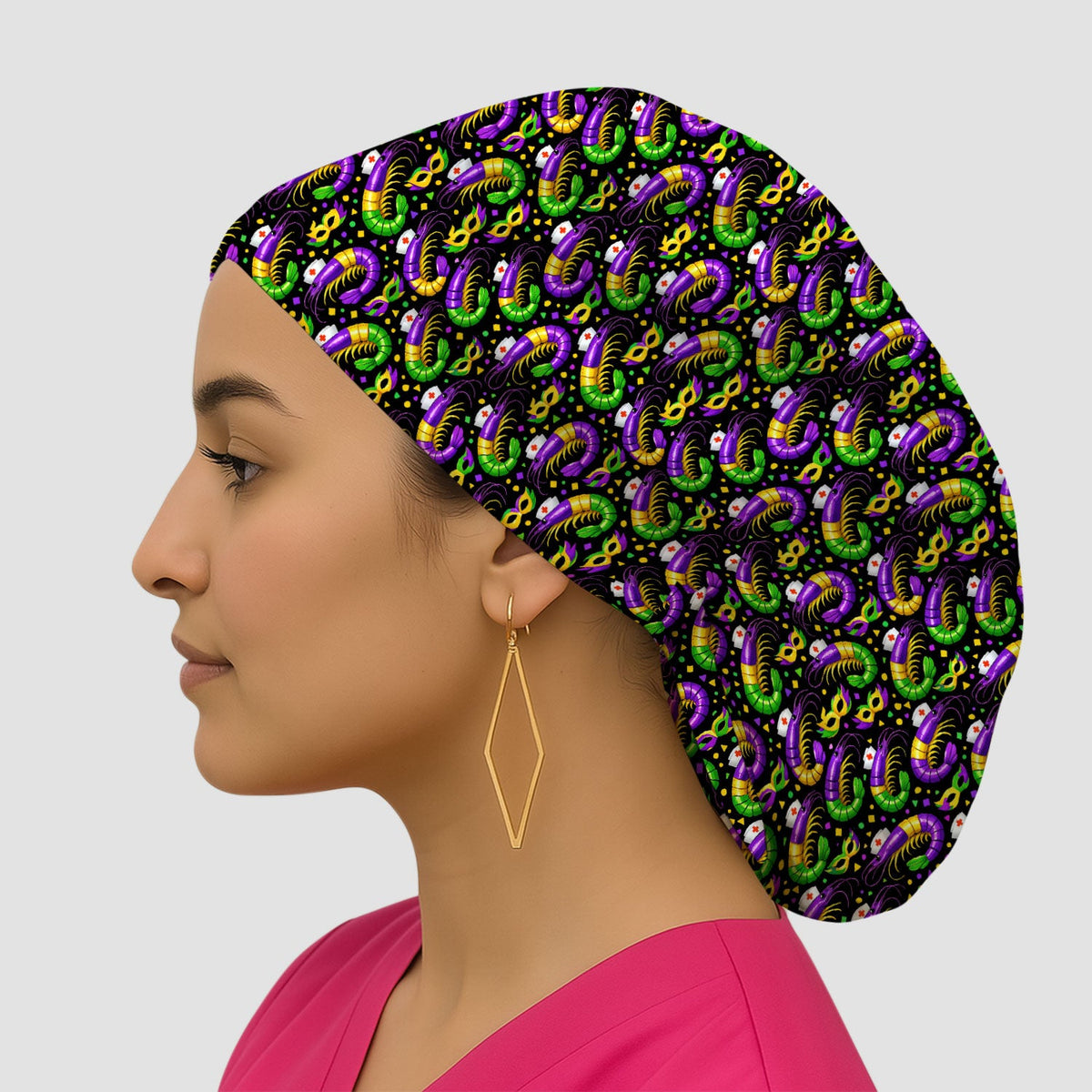 Mardi Gras Crawfish Carnival Scrub Cap