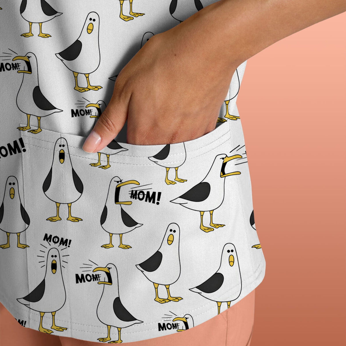 Seagull Mom Nurse Scrub Top
