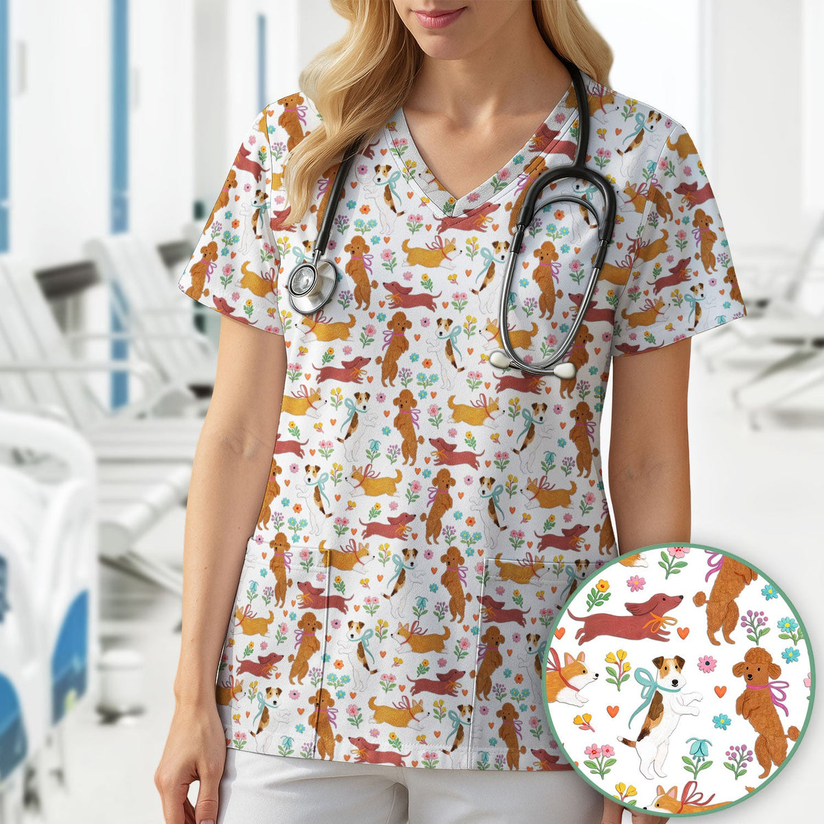 Dog Nurse Scrub Top