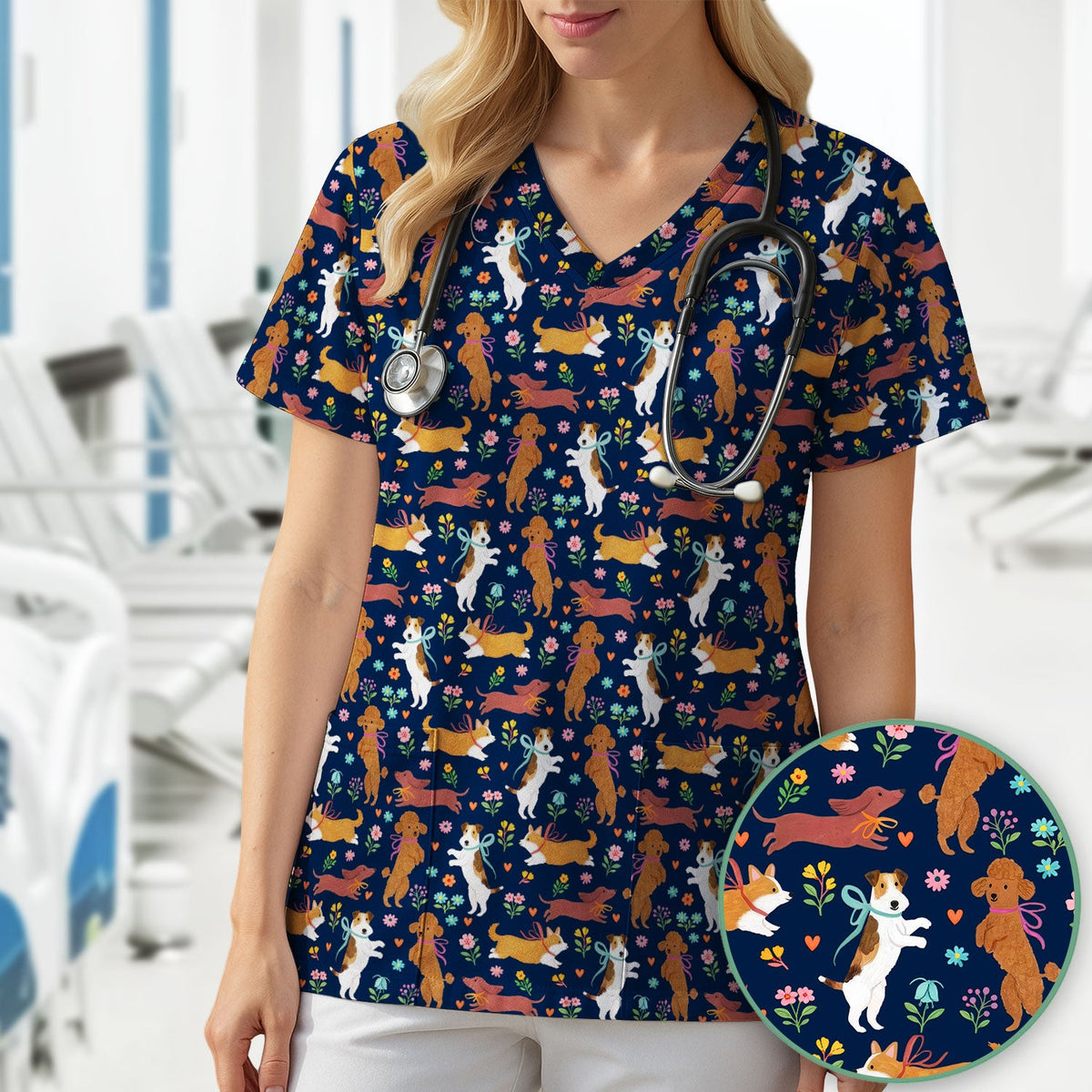 Dog Nurse Scrub Top