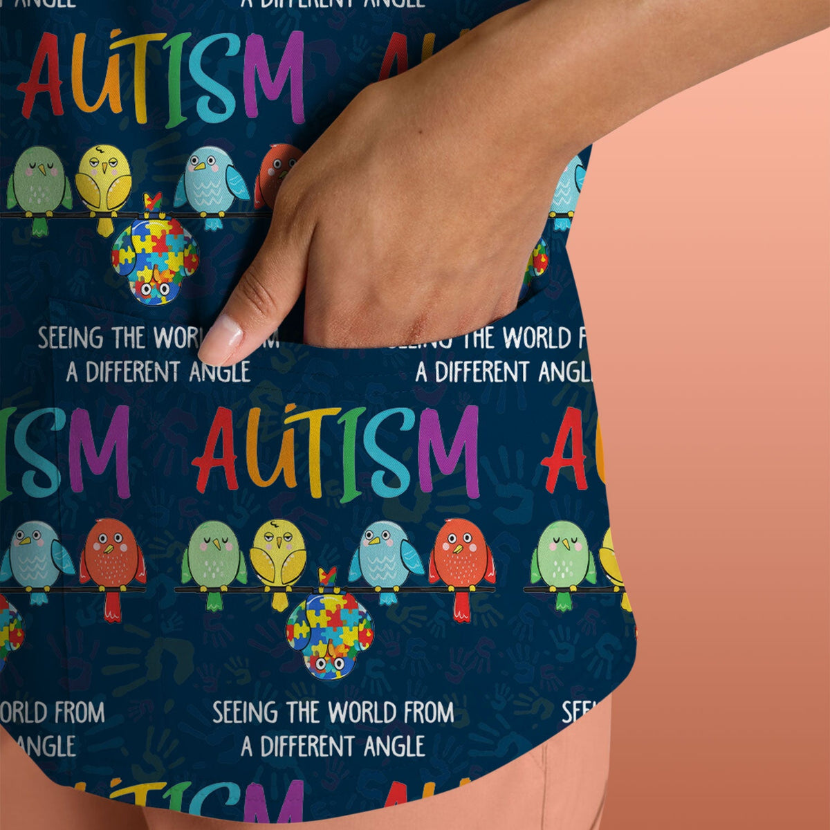 Autism Seeing The World From A Different Angle Nurse Scrub Top