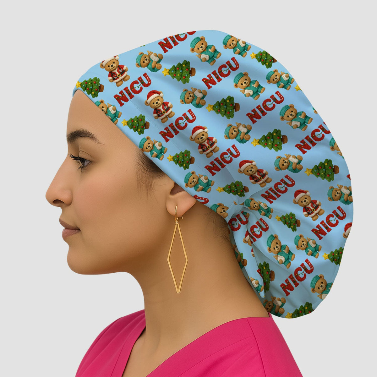 NICU Nurse Teddy Bear Scrub Cap - Christmas Gift