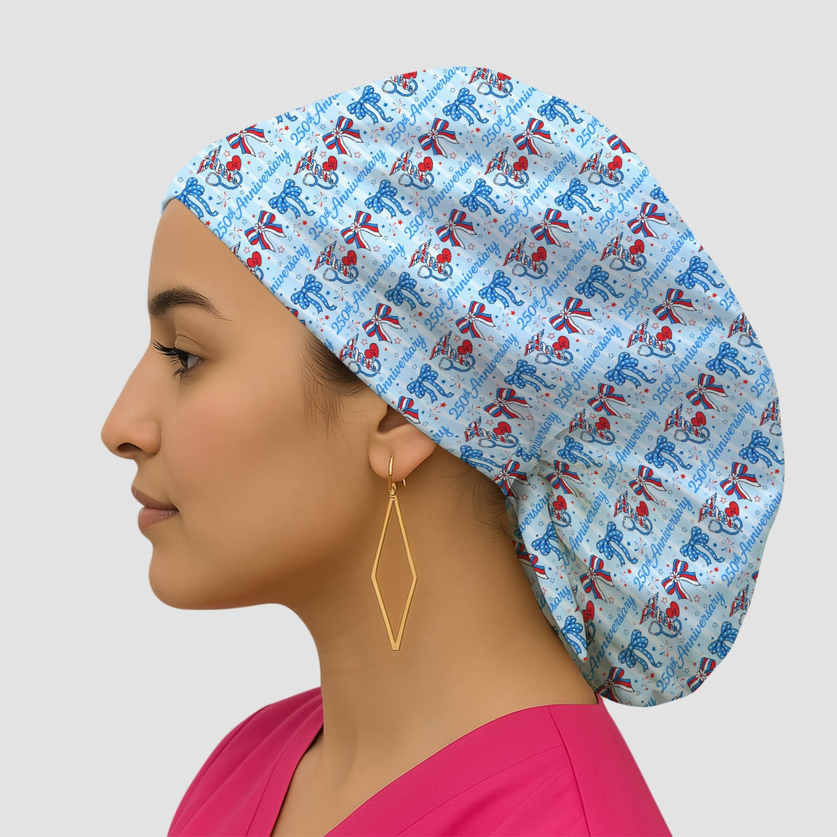 250th Anniversary Nurse Ribbon Heart Scrub Cap