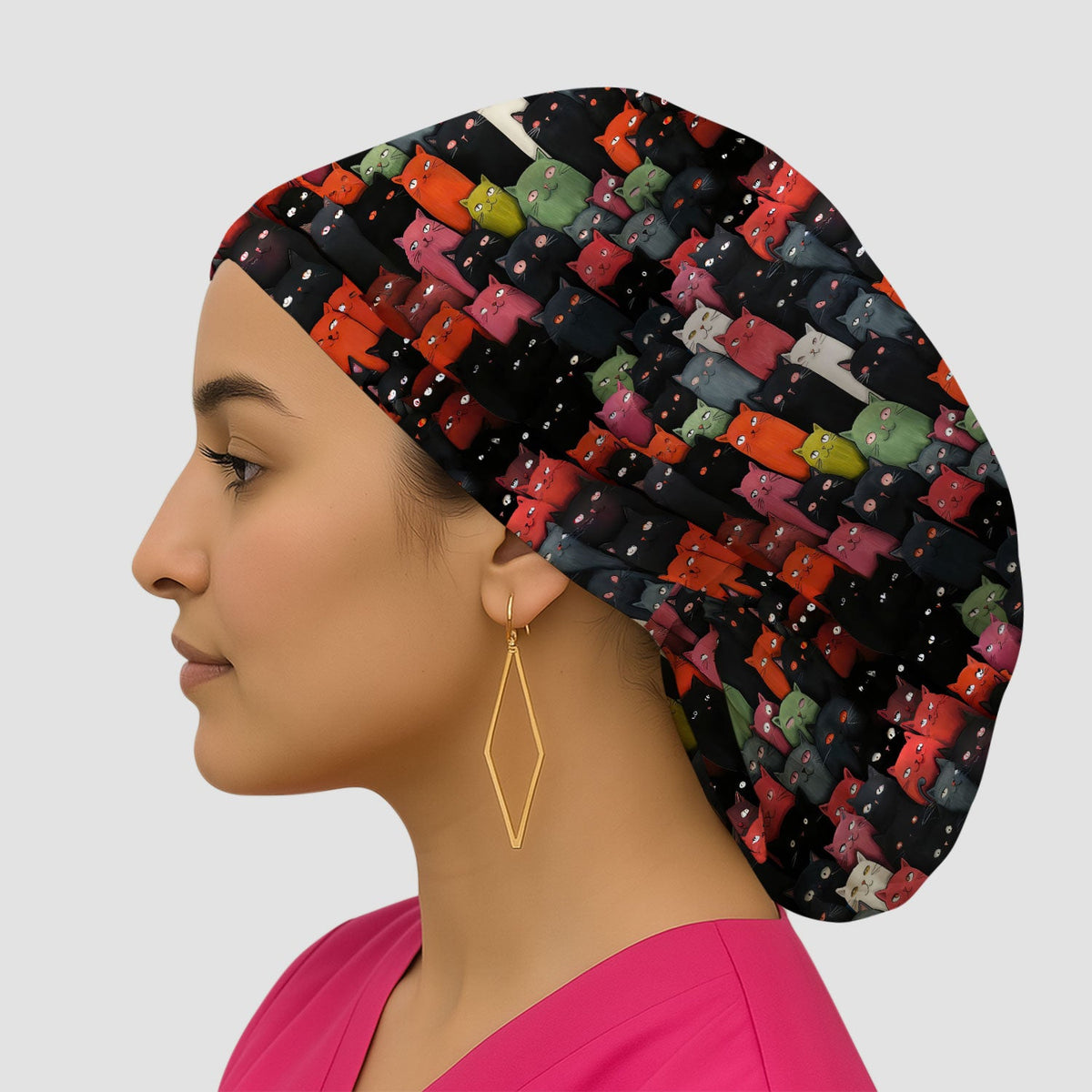 Artistic Cat Nurse Scrub Cap