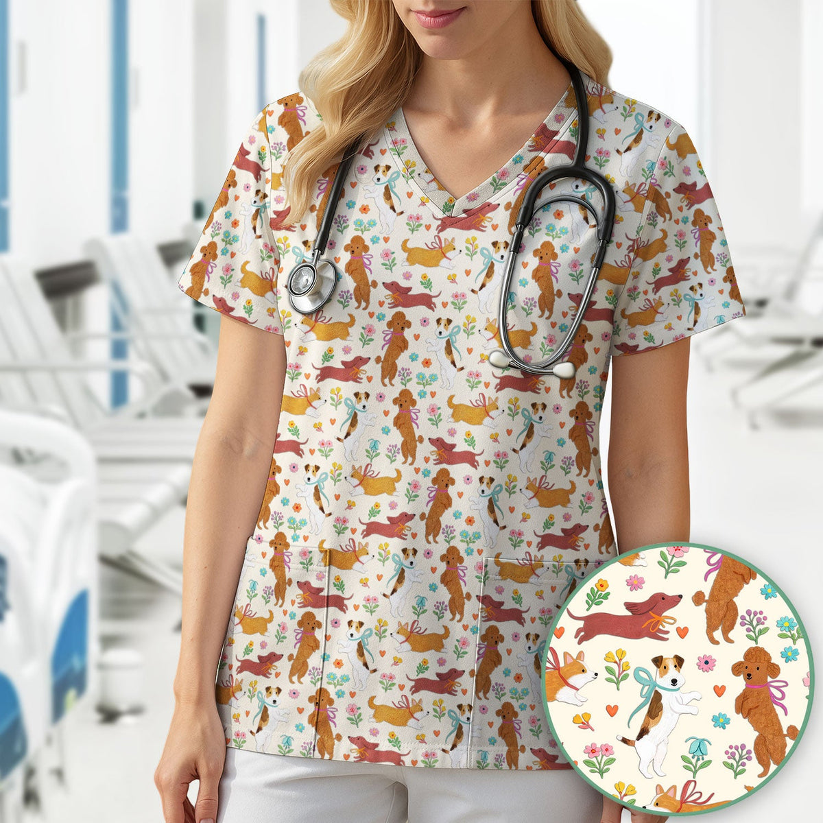Dog Nurse Scrub Top