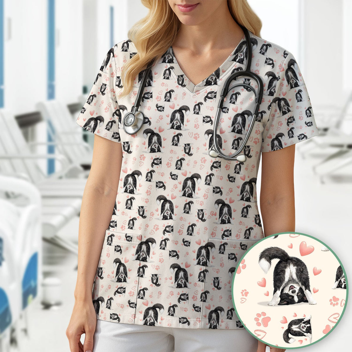 Puppy Heart Nurse Scrub Top