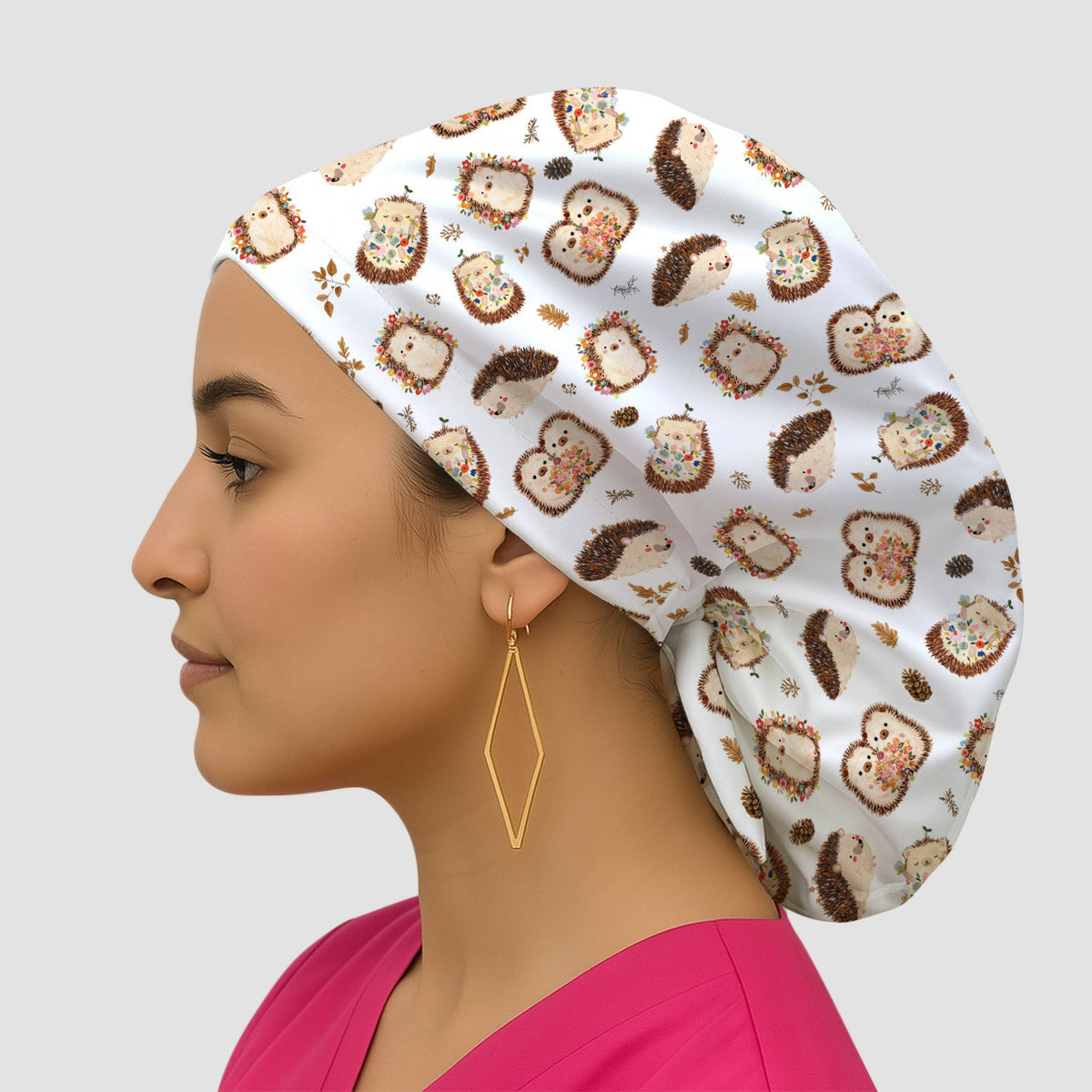 Hedgehog Floral Scrub Cap