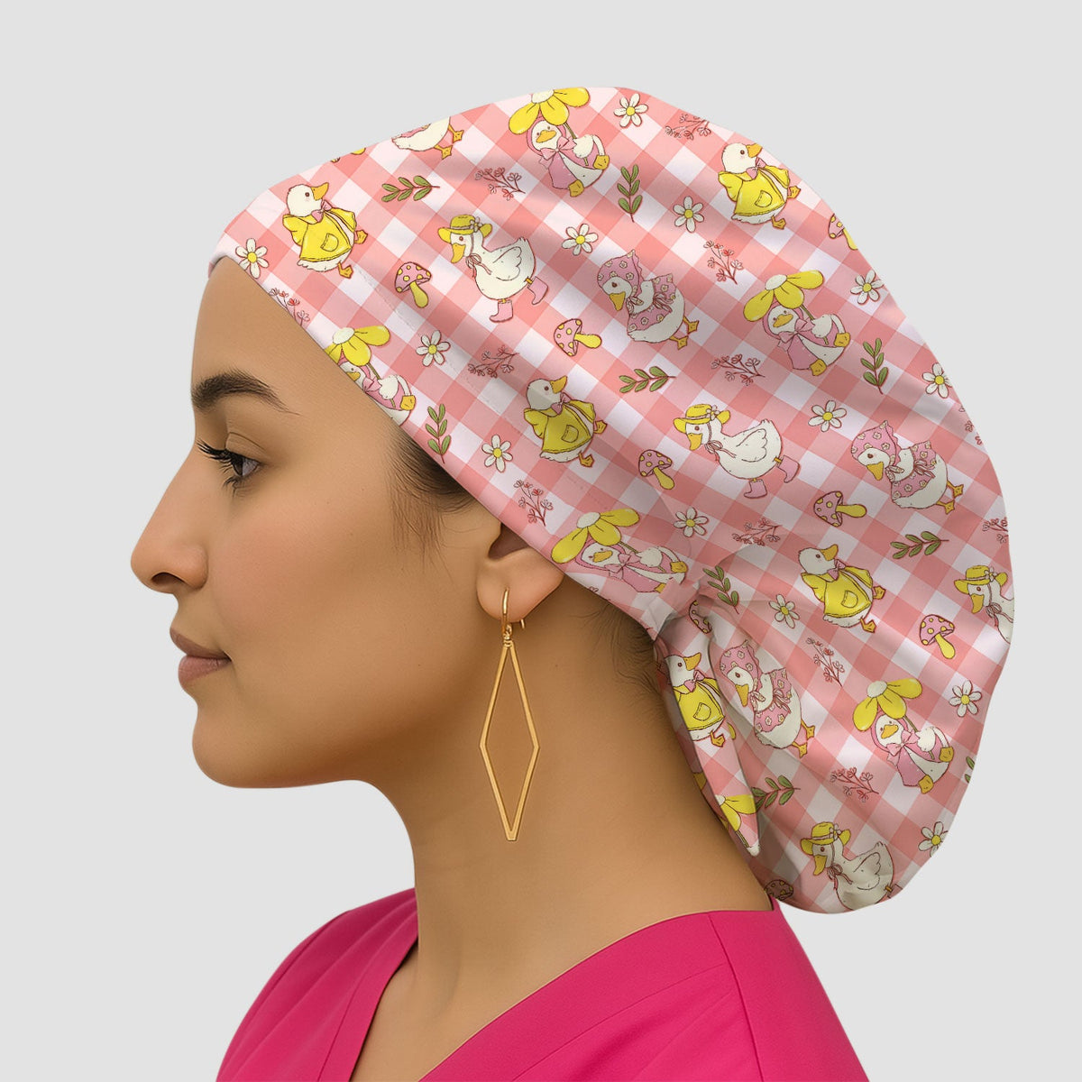 Duck Outfit Gingham Scrub Cap