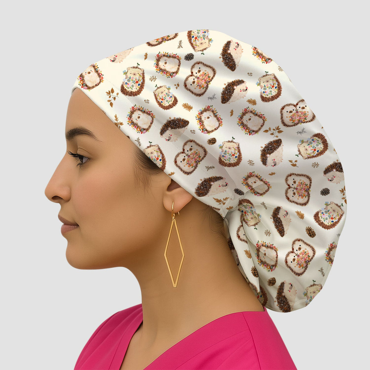 Hedgehog Floral Scrub Cap