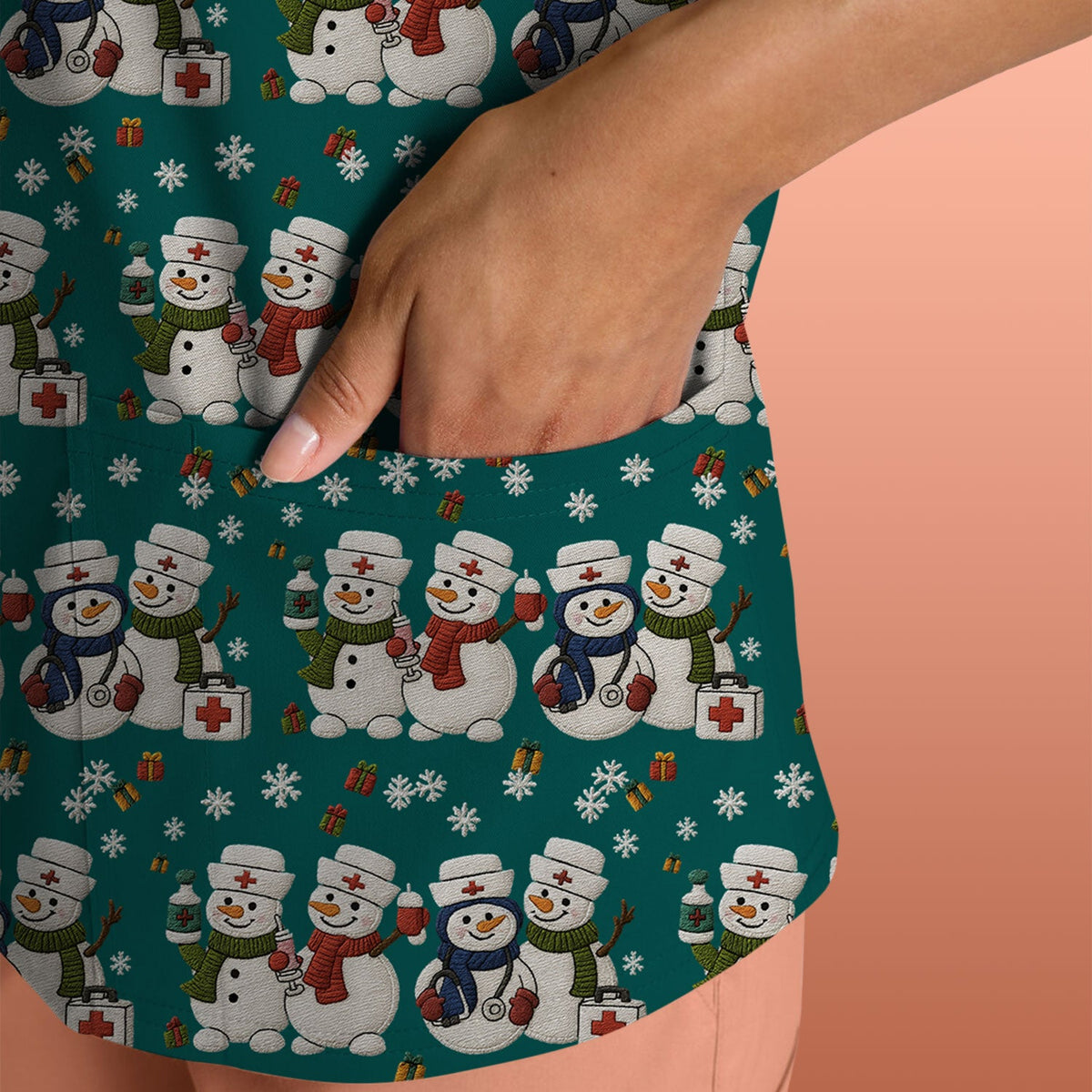 Snowman Nurse Scrub Top - Christmas Gift