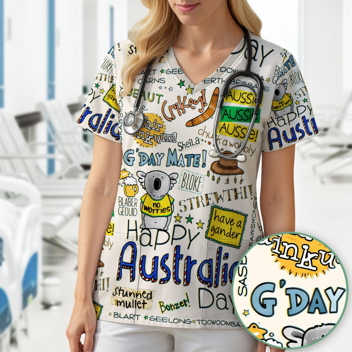 Koala Australia Nurse Scrub Top