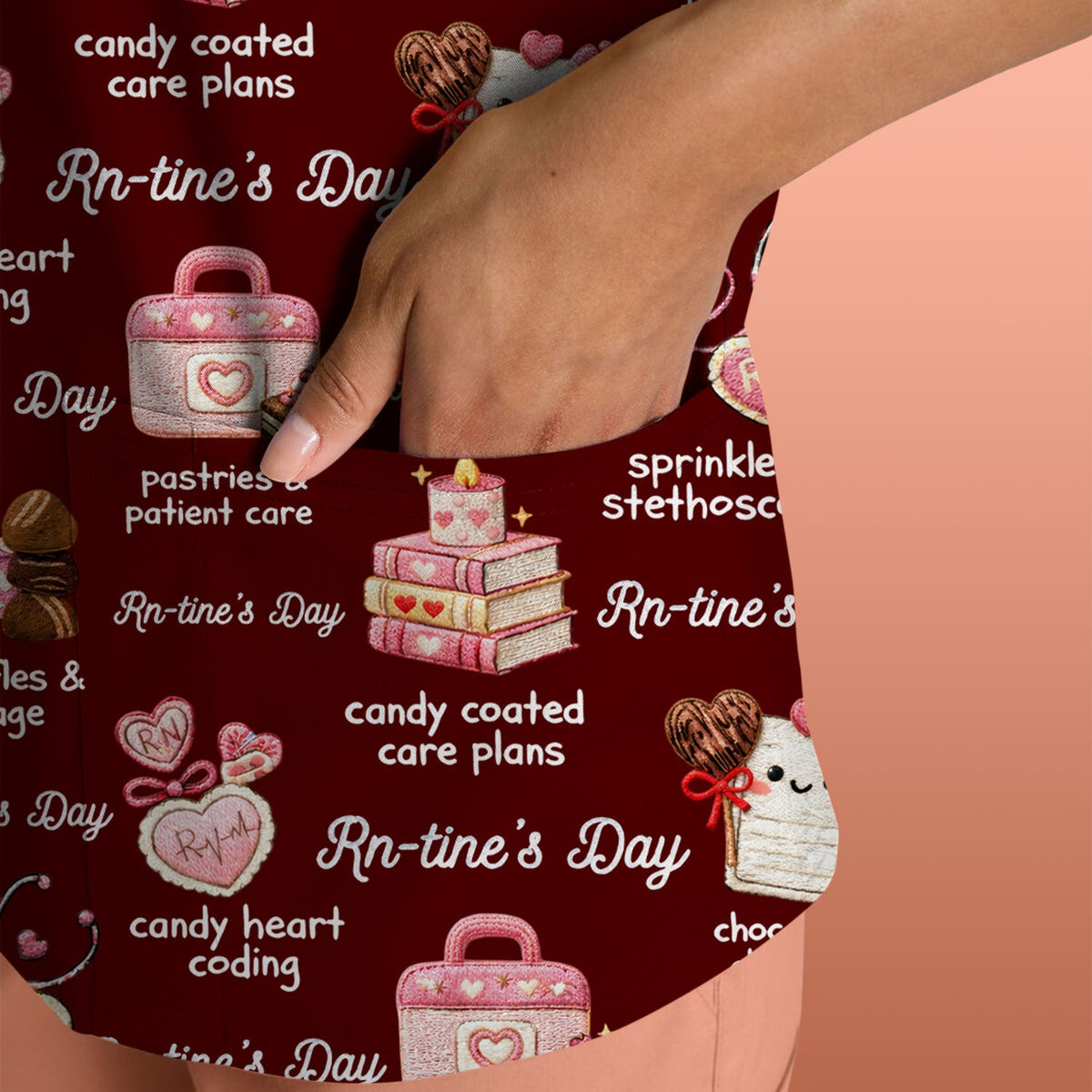 RN Sweets Valentine Stethoscope Nurse Scrub Top