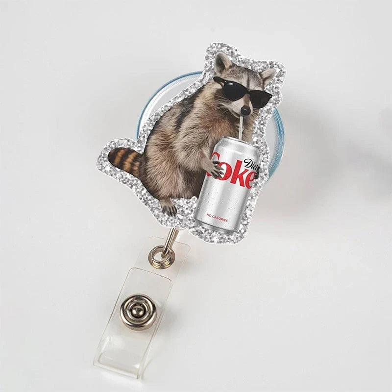 Raccoon Diet Coke Badge Reel