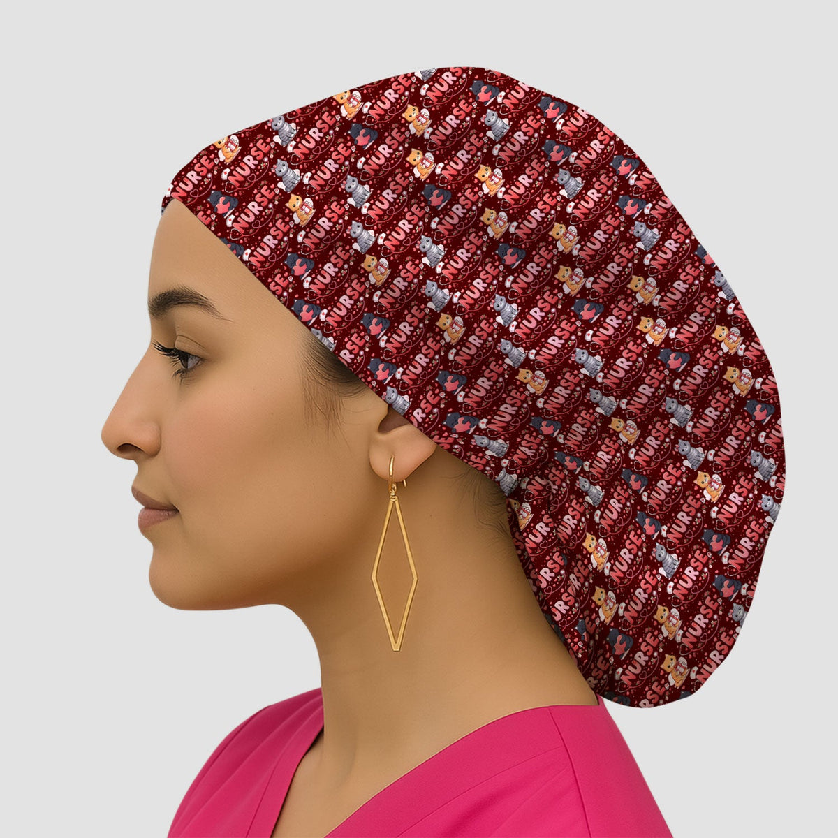 Cat Heart Nurse Scrub Cap - Valentines Day Gift