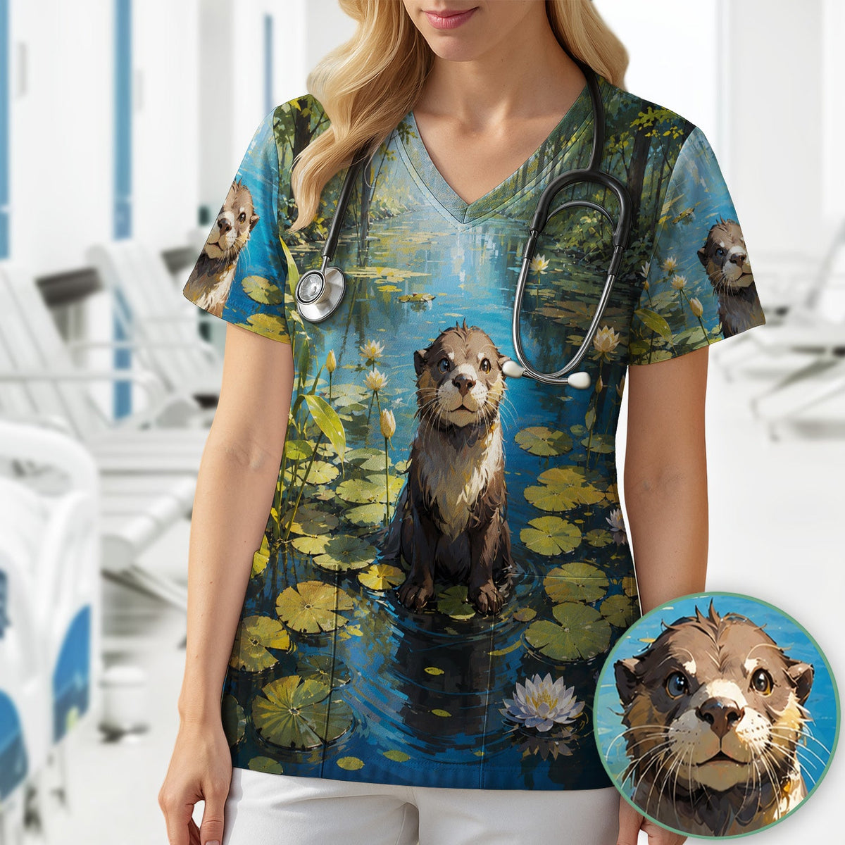 Otter Pond Nurse Scrub Top