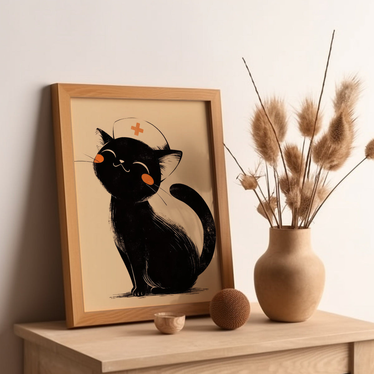 Black Cat Nurse Canvas