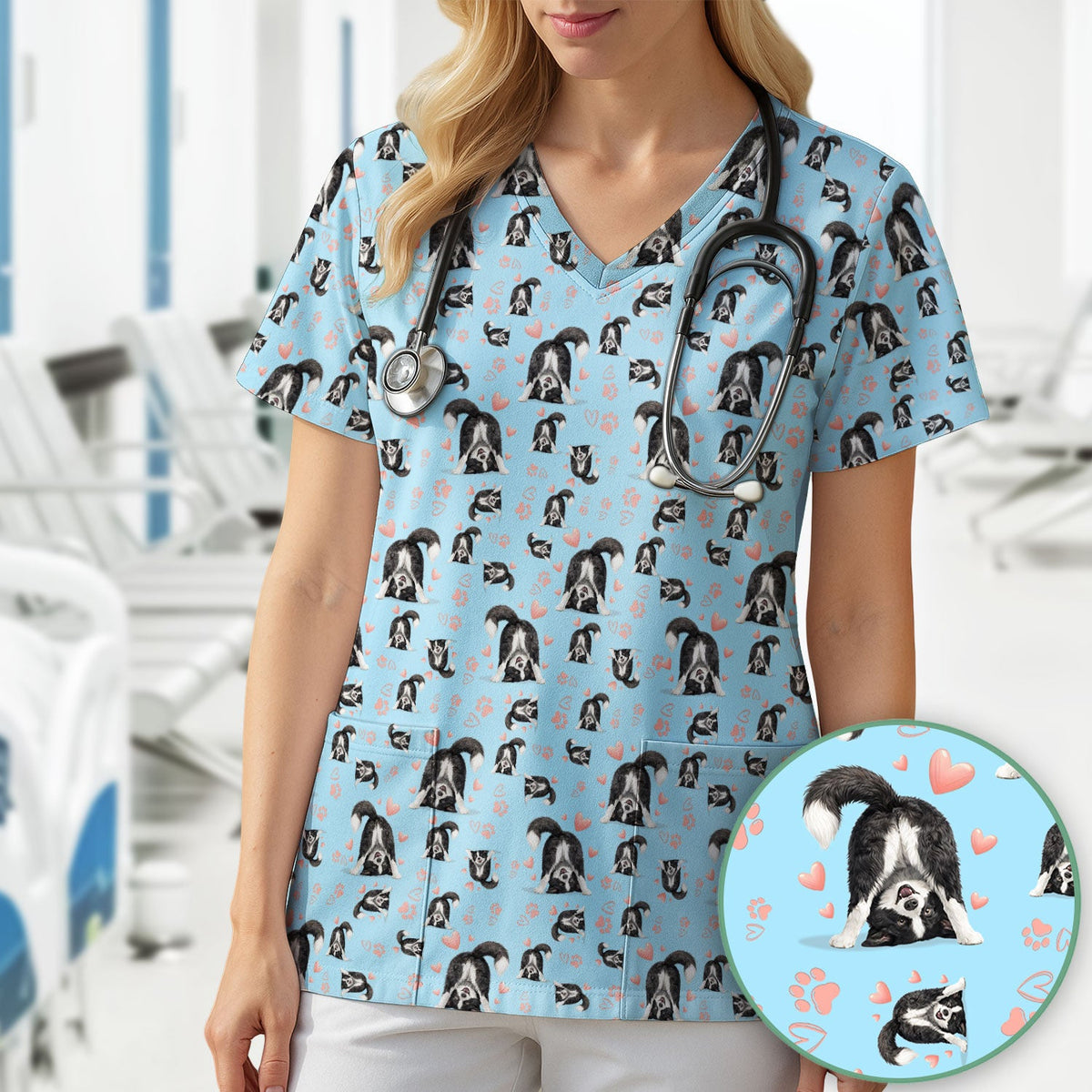 Puppy Heart Nurse Scrub Top