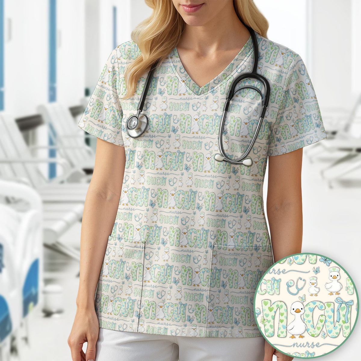 NICU Nurse Duck Scrub Top