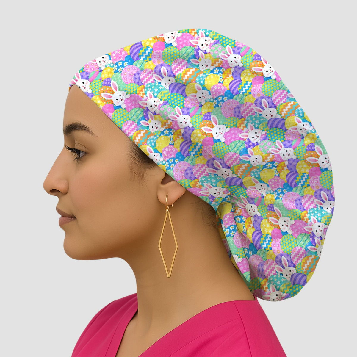 Bunny Colorful Egg Scrub Cap - Easter Gift For Nurse