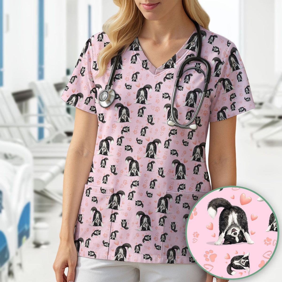 Puppy Heart Nurse Scrub Top