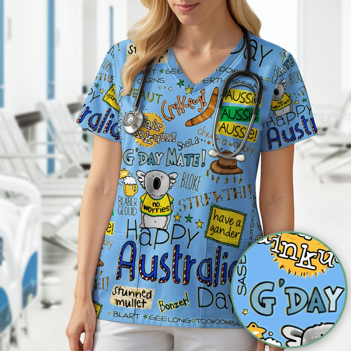 Koala Australia Nurse Scrub Top