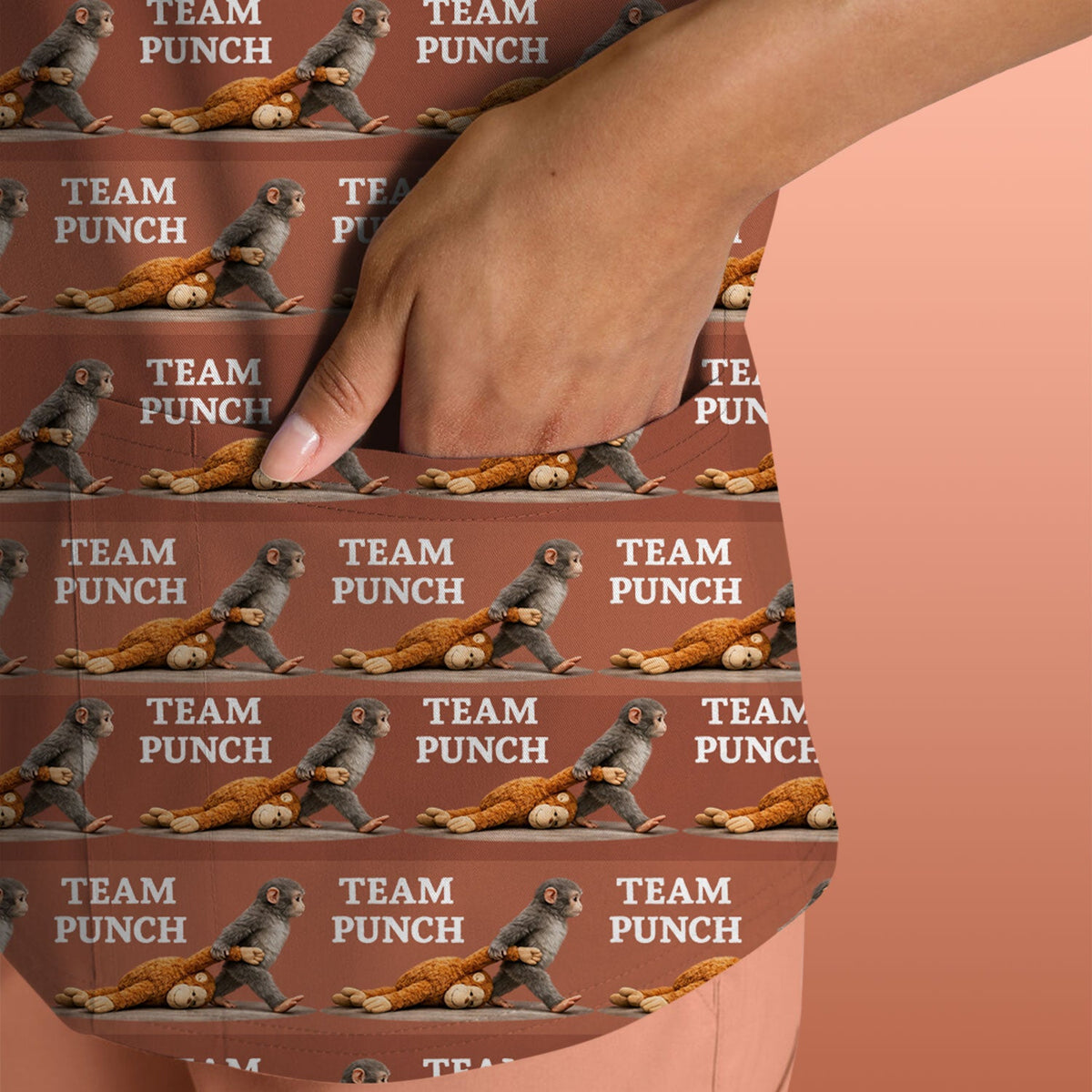 Team Punch Playful Monkey Nurse Scrub Top