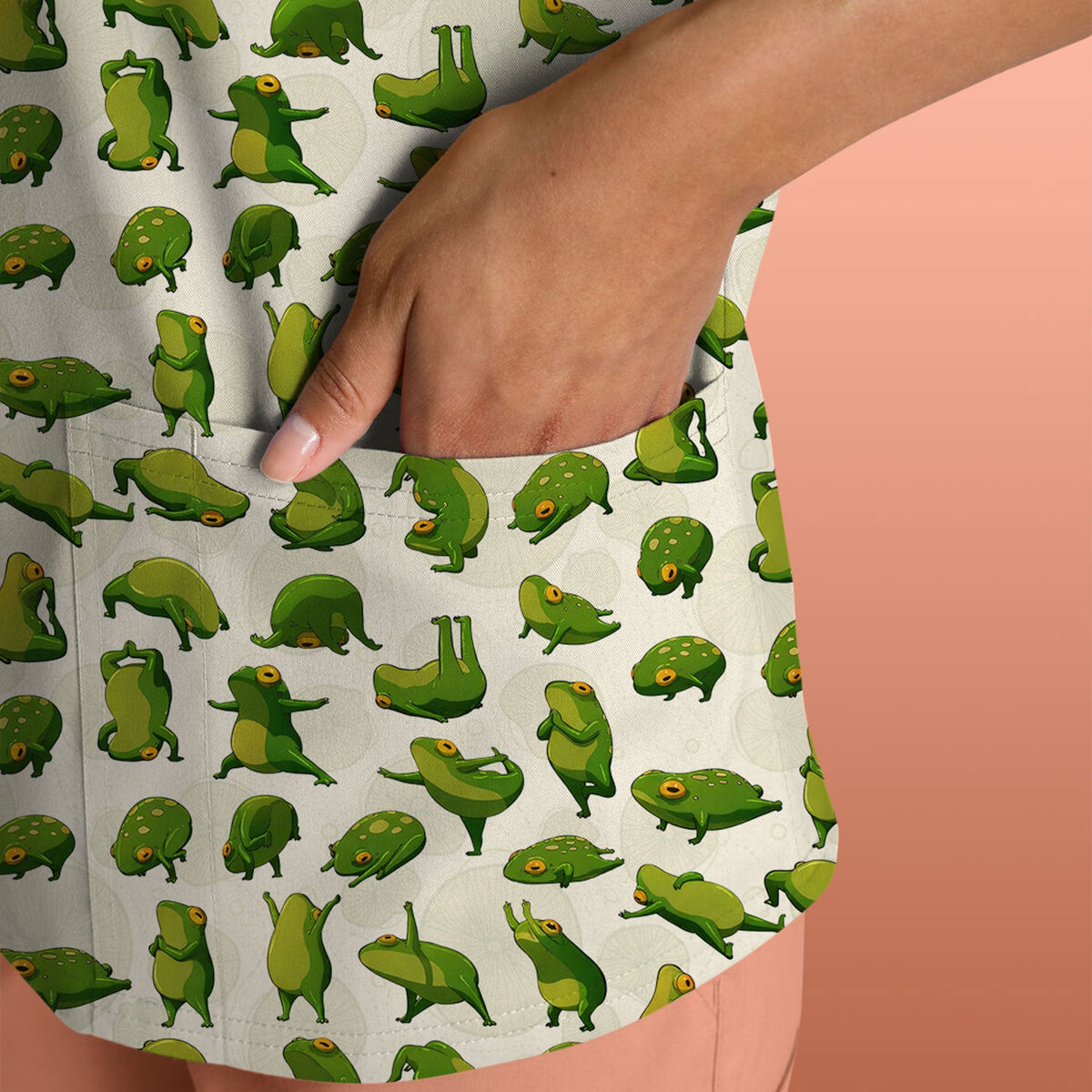 Frog Cartoon Nurse Scrub Top