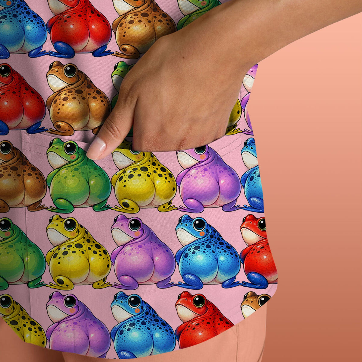 Colorful Frogs Nurse Scrub Top