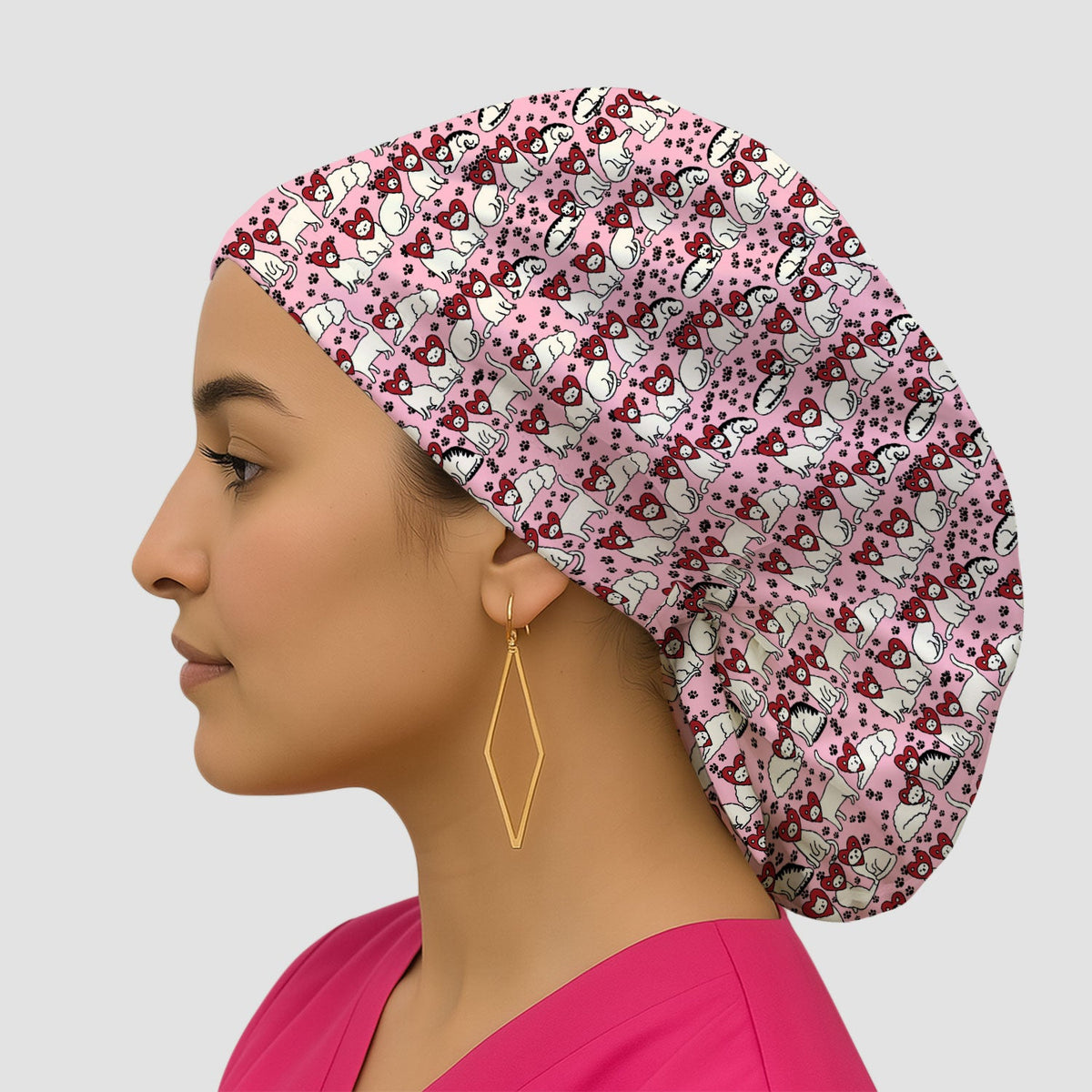 Cat Heart Scrub Cap