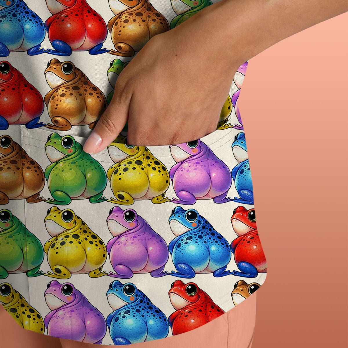 Colorful Frogs Nurse Scrub Top