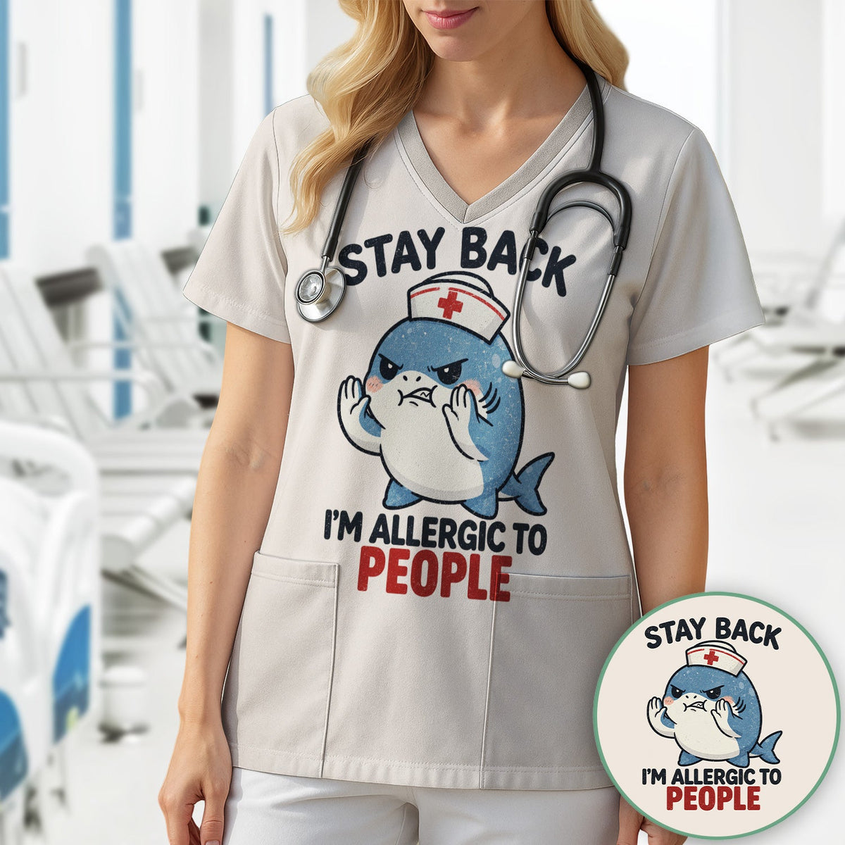Stay Back I'm Allergic To People Nurse Shark Shirt