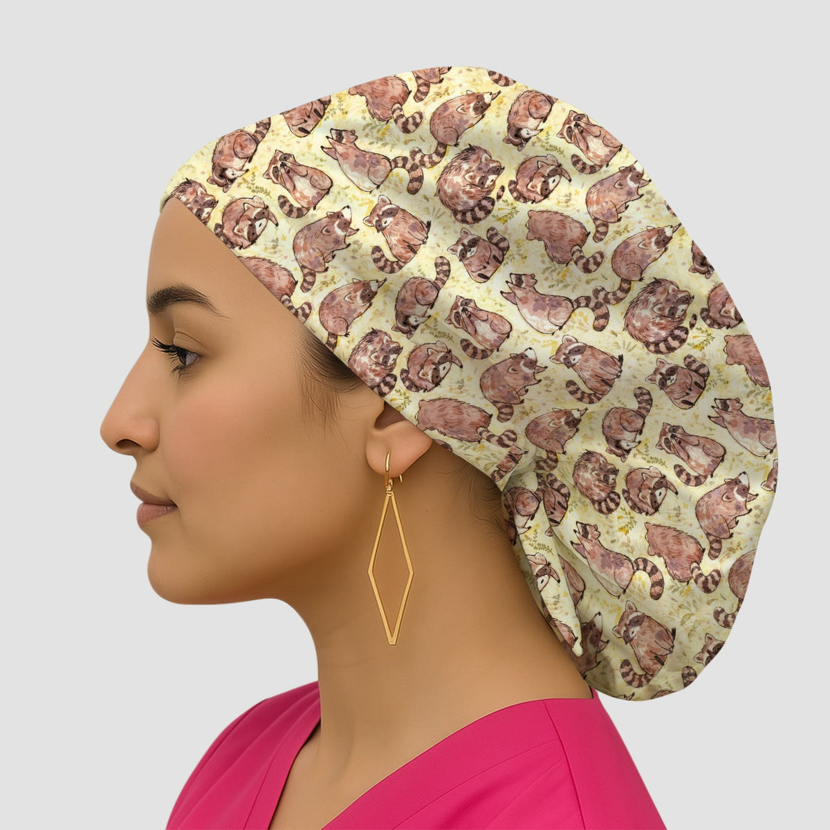 Raccoon Woodland Scrub Cap