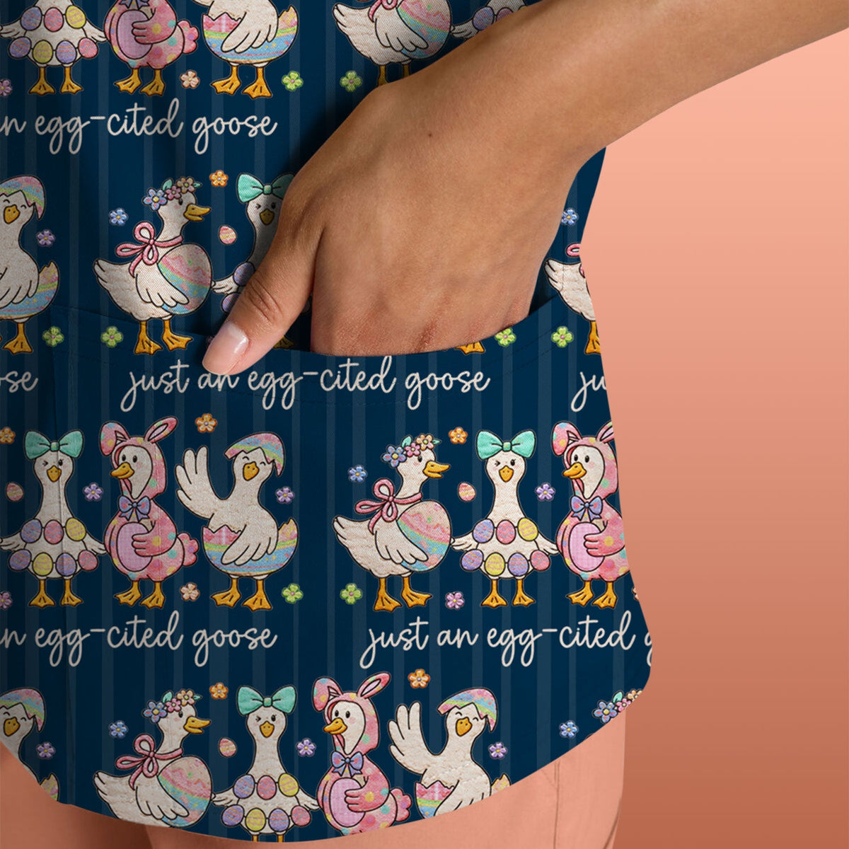Easter Goose Egg Nurse Scrub Top