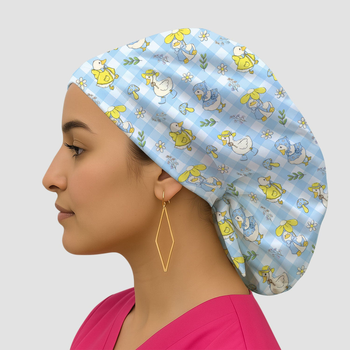 Duck Outfit Gingham Scrub Cap