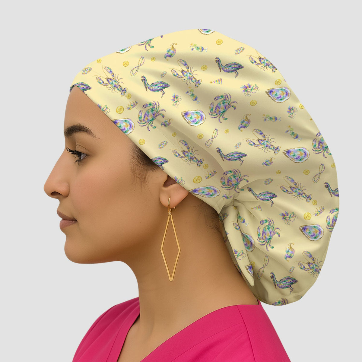 Mardi Gras Seafood Scrub Cap