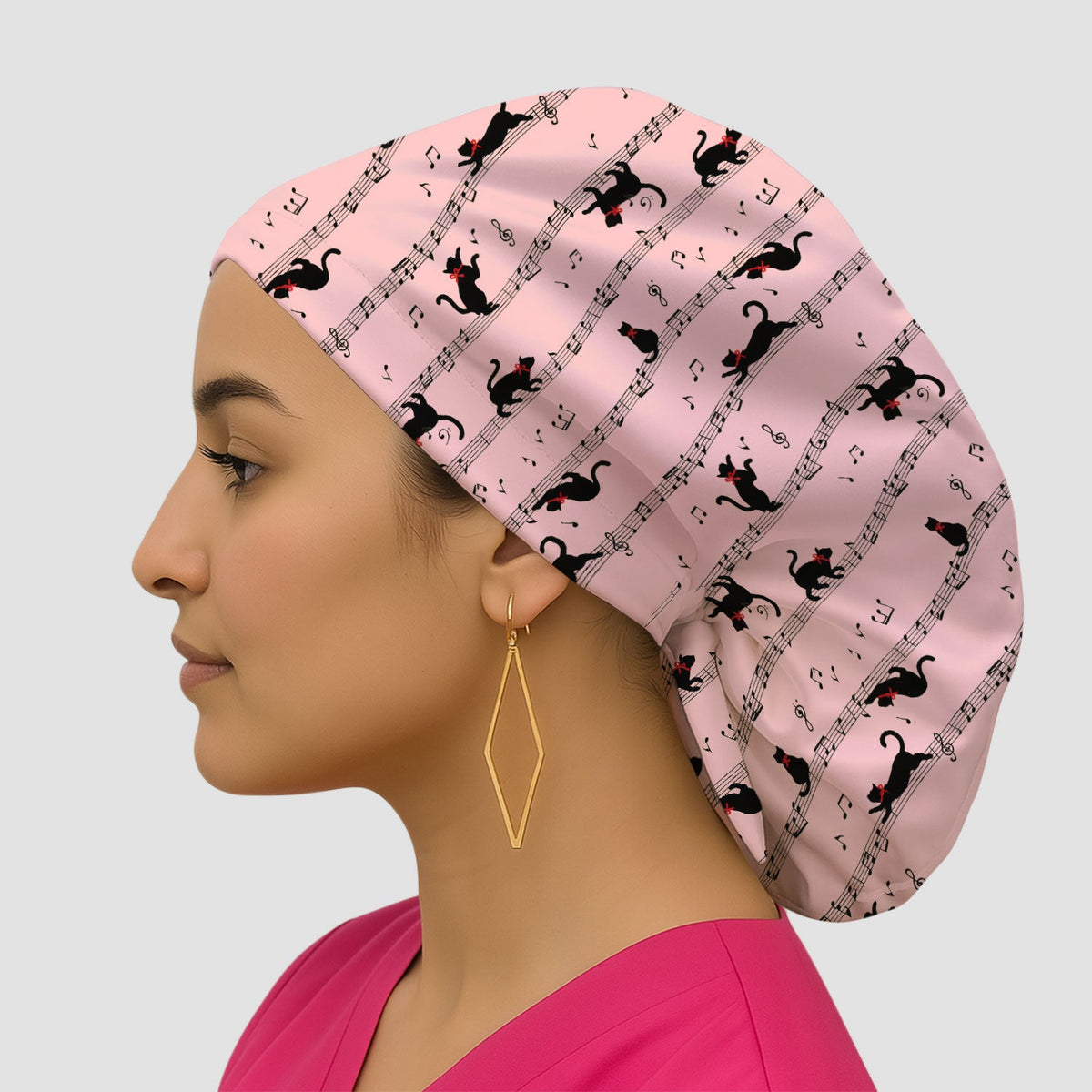 Dancing Black Cat Music Scrub Cap