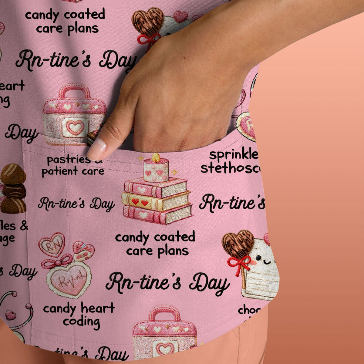 RN Sweets Valentine Stethoscope Nurse Scrub Top
