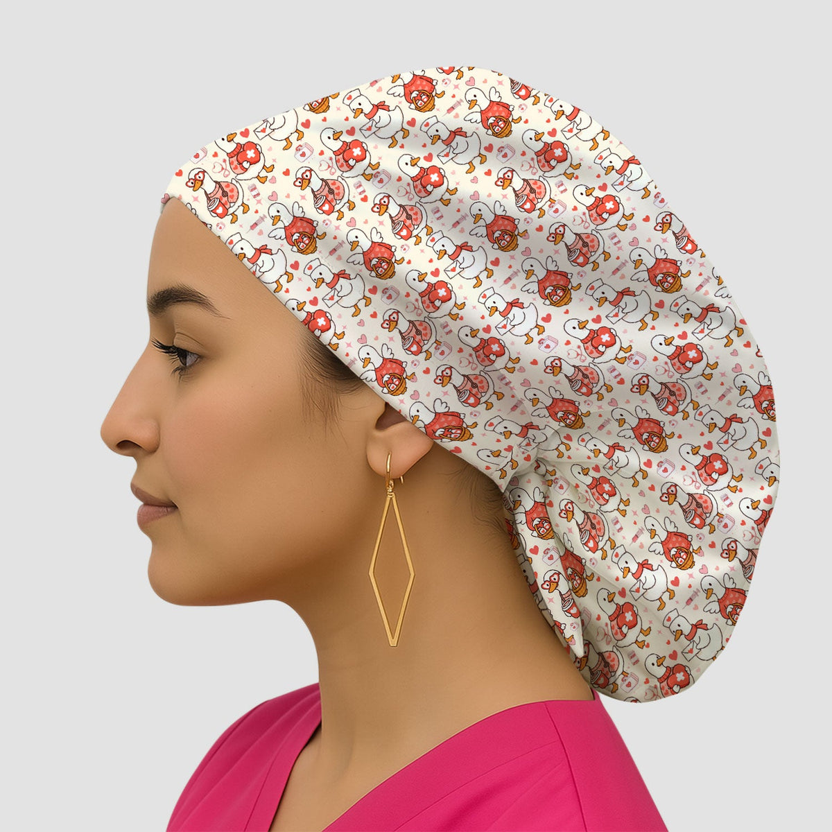 Valentine Goose Nurse Heart Scrub Cap