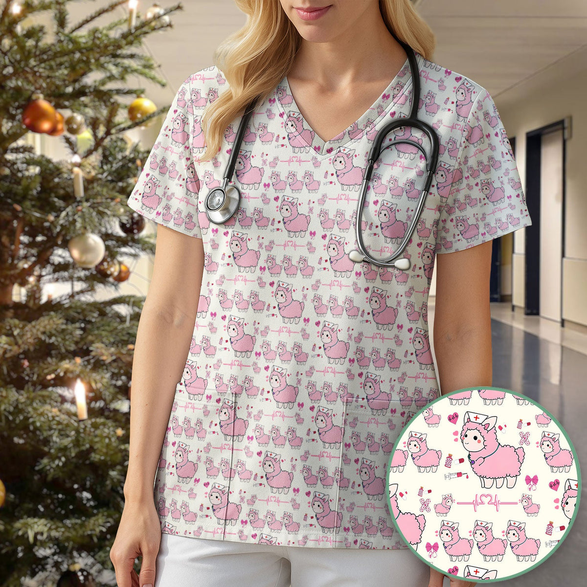 Llama Ain't Got Time For Your Drama Nurse Scrub Top