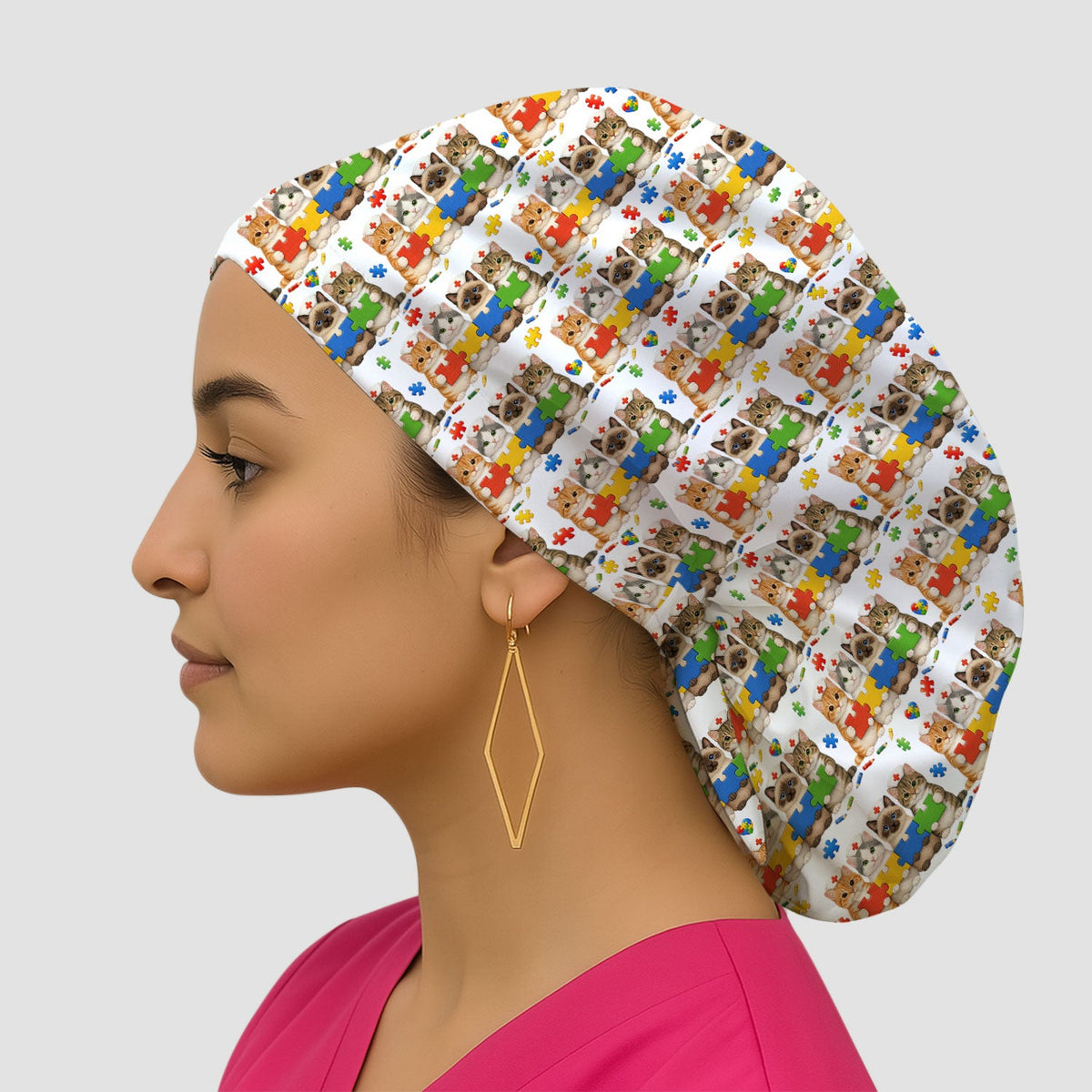 Autism Awareness Cat Scrub Cap