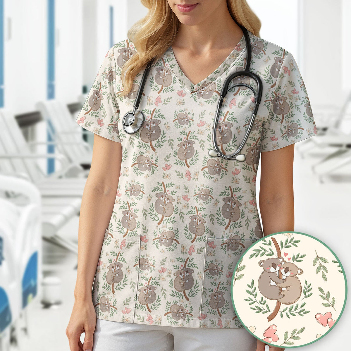 Koala Love Nurse Scrub Top