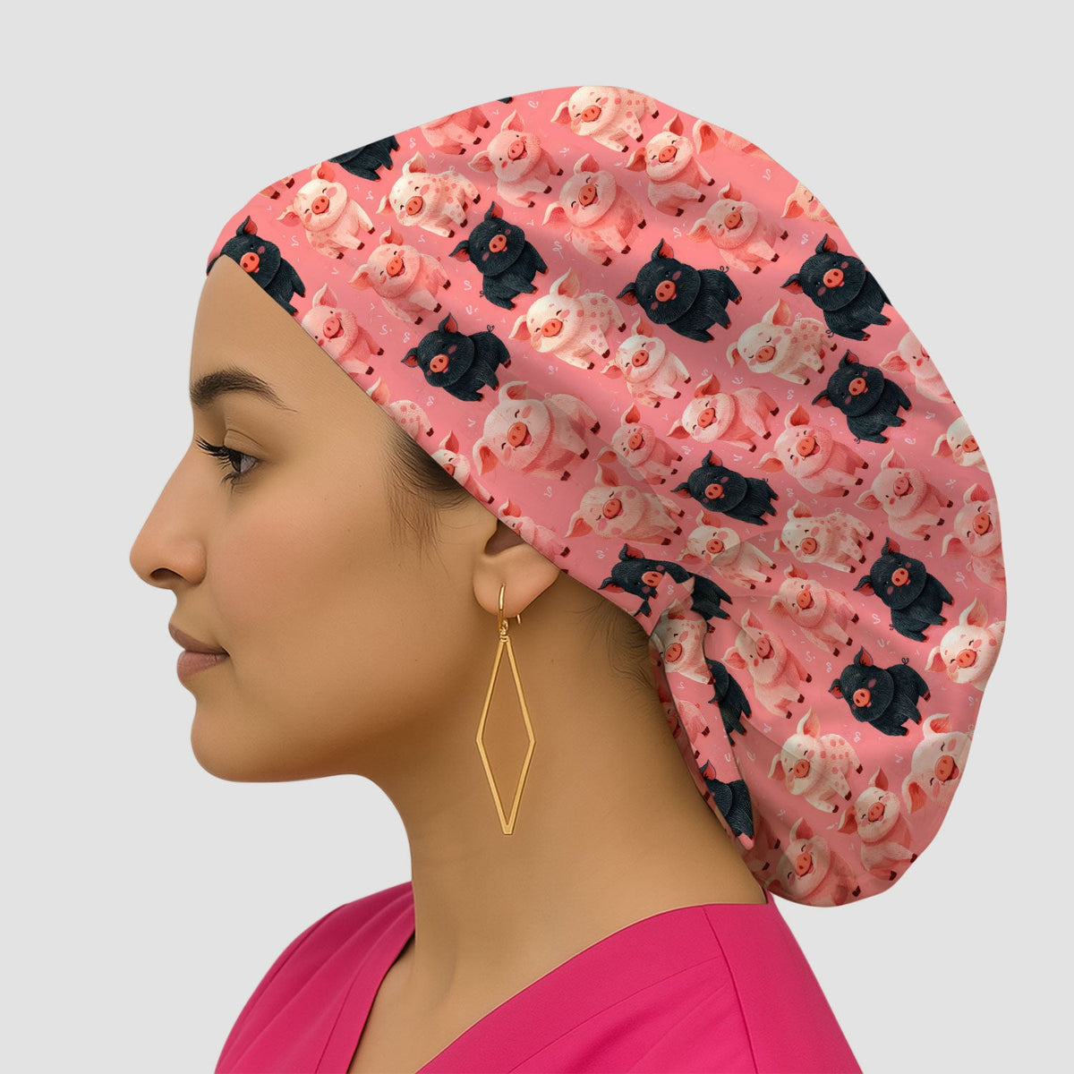 Cartoon Pig Scrub Cap