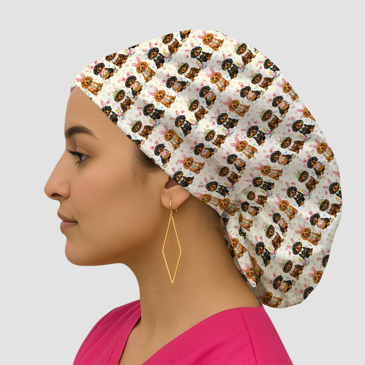 Easter Dachshund Bunny Scrub Cap