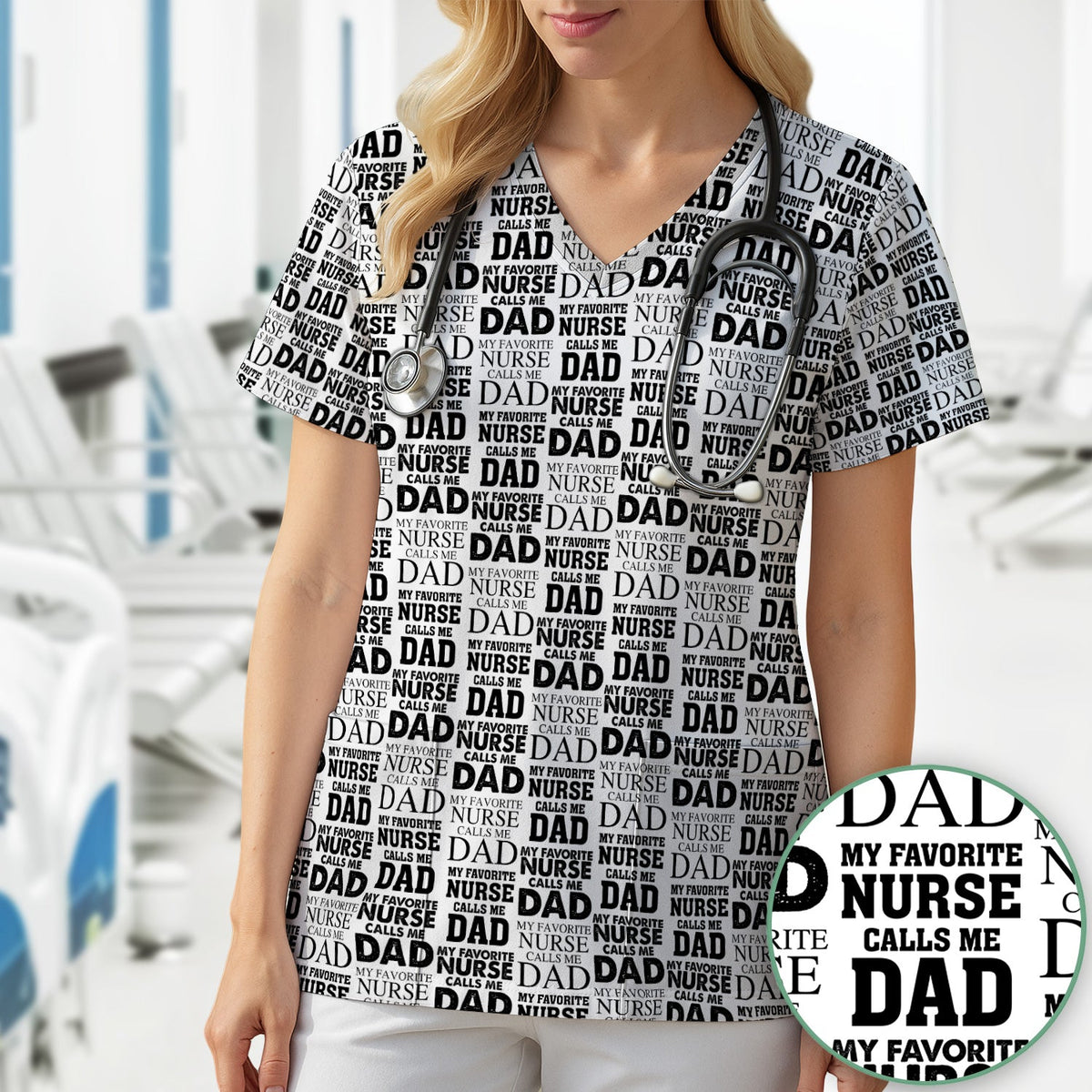 Favorite Nurse Calls Dad Scrub Top
