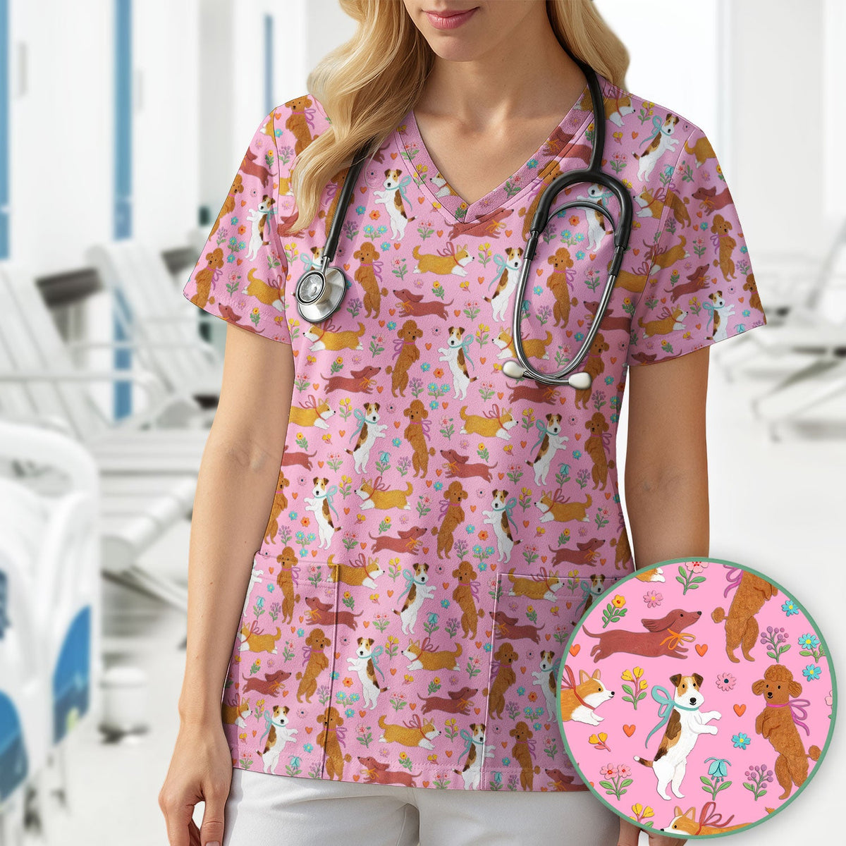 Dog Nurse Scrub Top