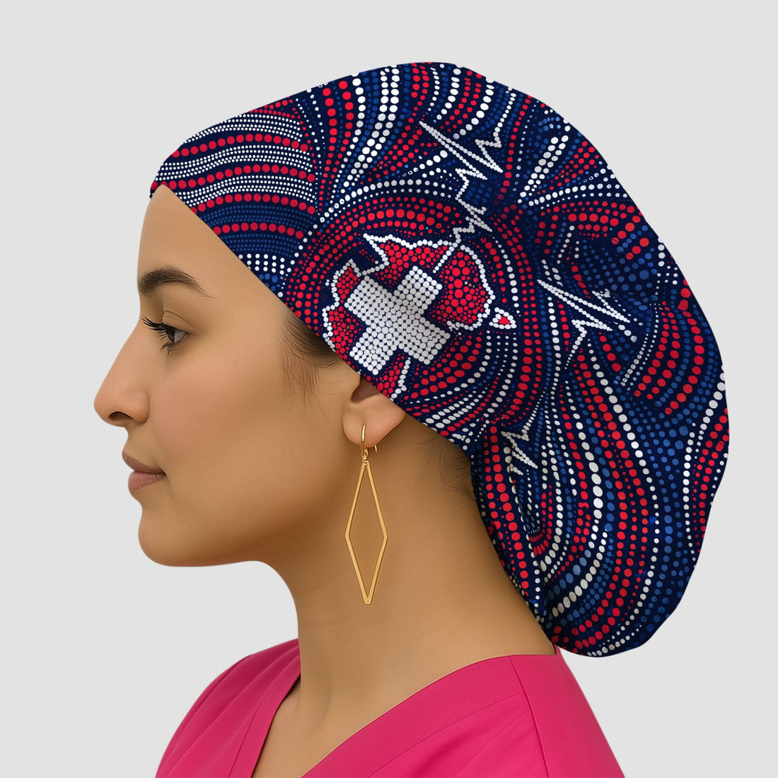 Dot Art Cross Heartbeat Scrub Cap