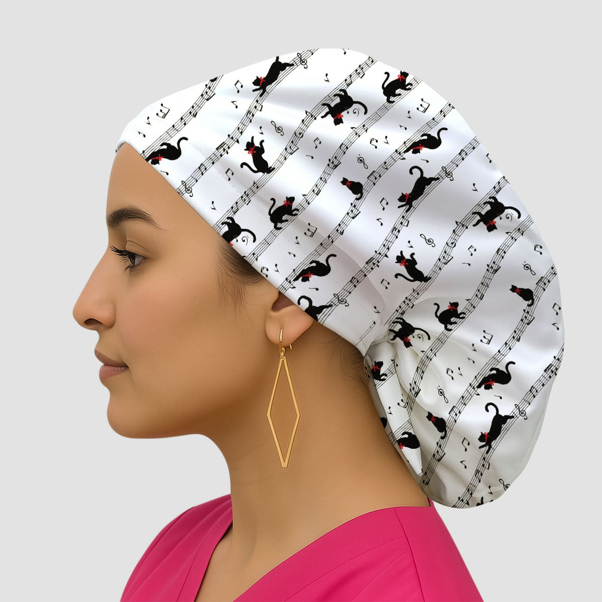 Dancing Black Cat Music Scrub Cap