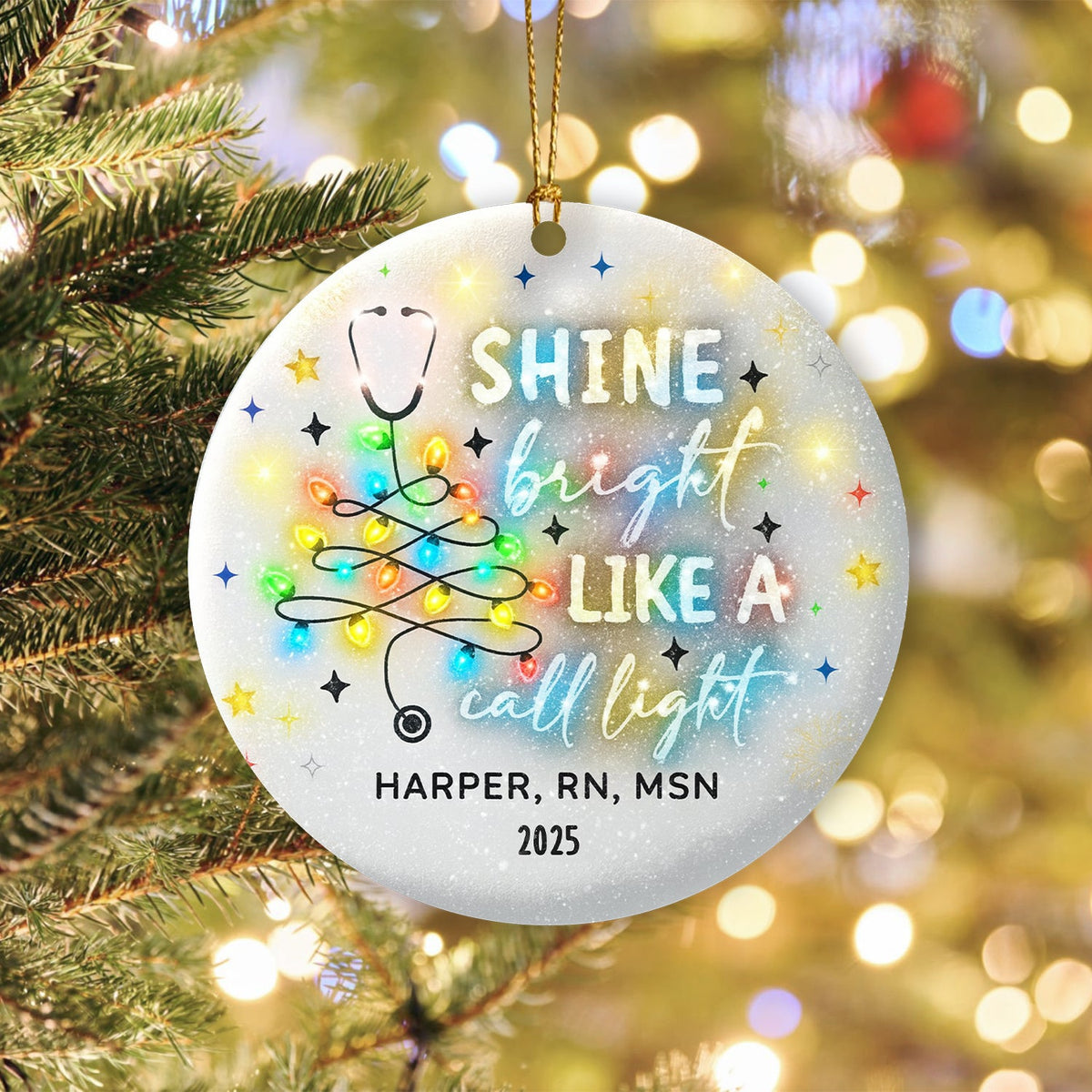 Personalized Shine Bright Call Light Nurse Ornament